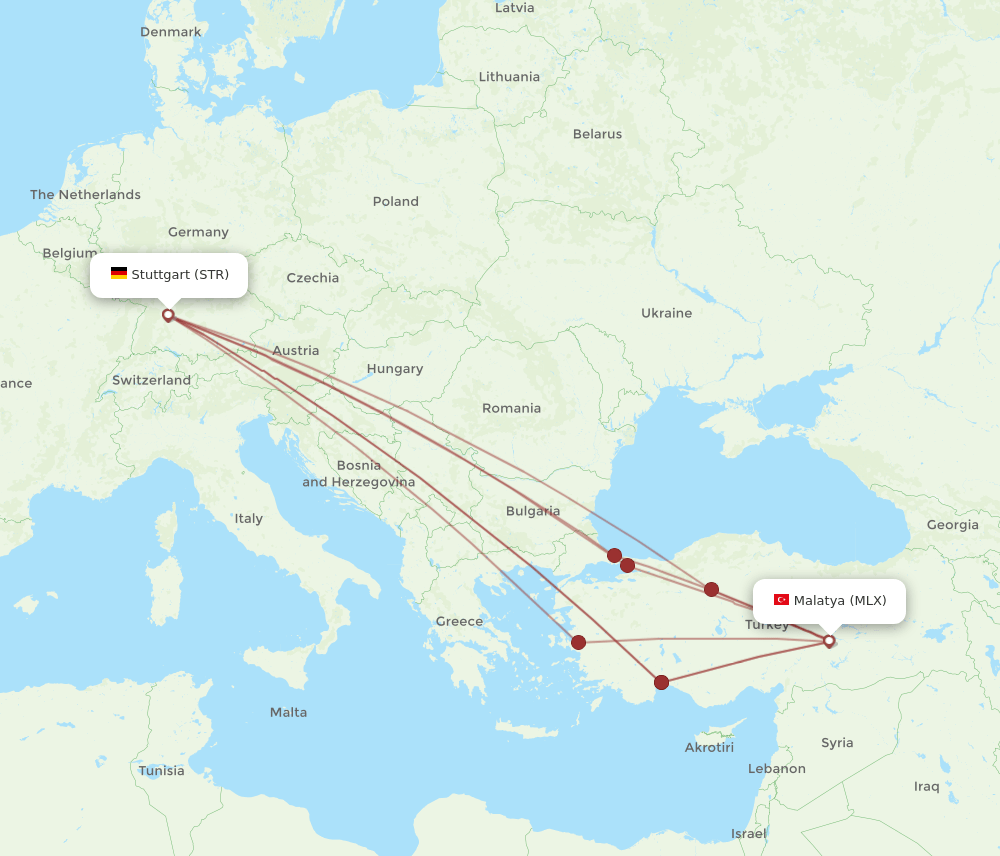 STR to MLX flights and routes map
