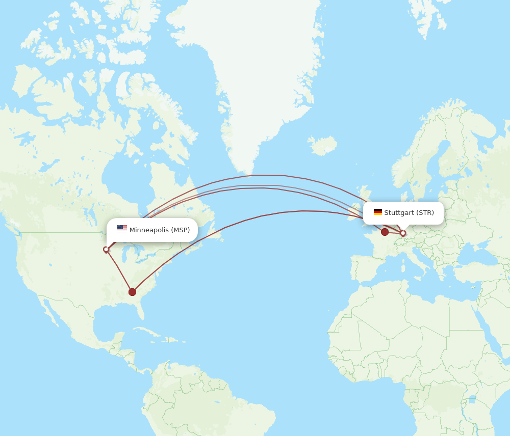 STR-MSP flight routes