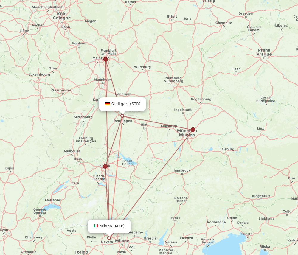 STR-MXP flight routes