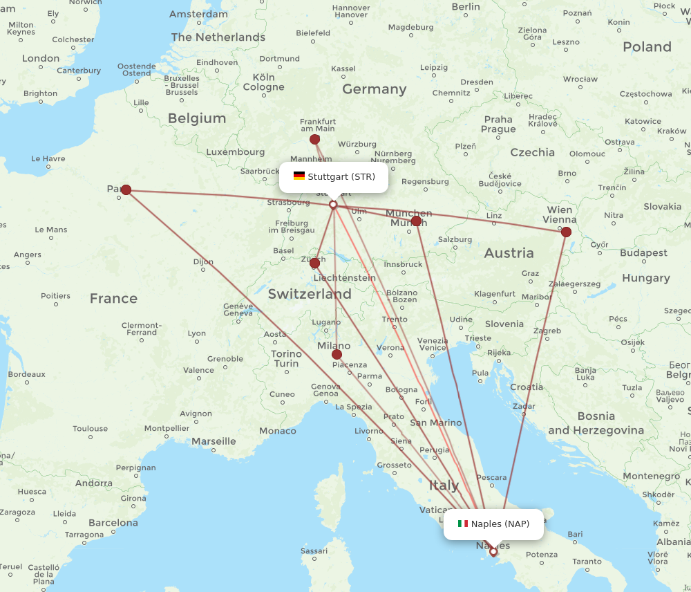 STR to NAP flights and routes map
