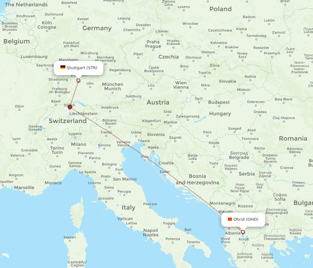 STR-OHD flight routes