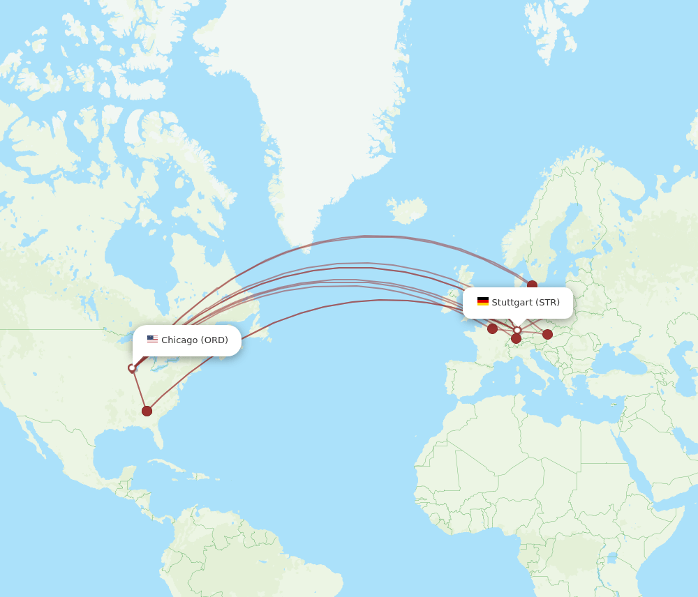 STR-ORD flight routes