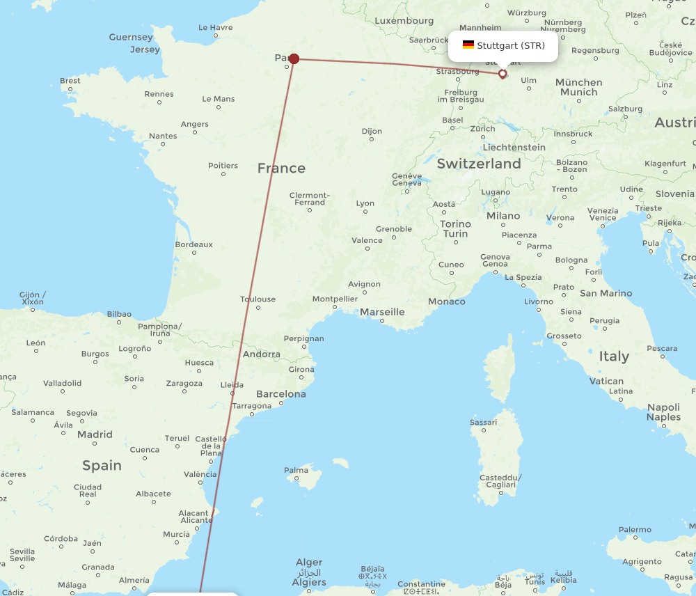 STR-ORN flight routes