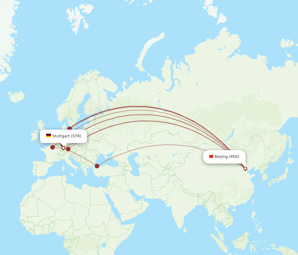 STR-PEK flight routes