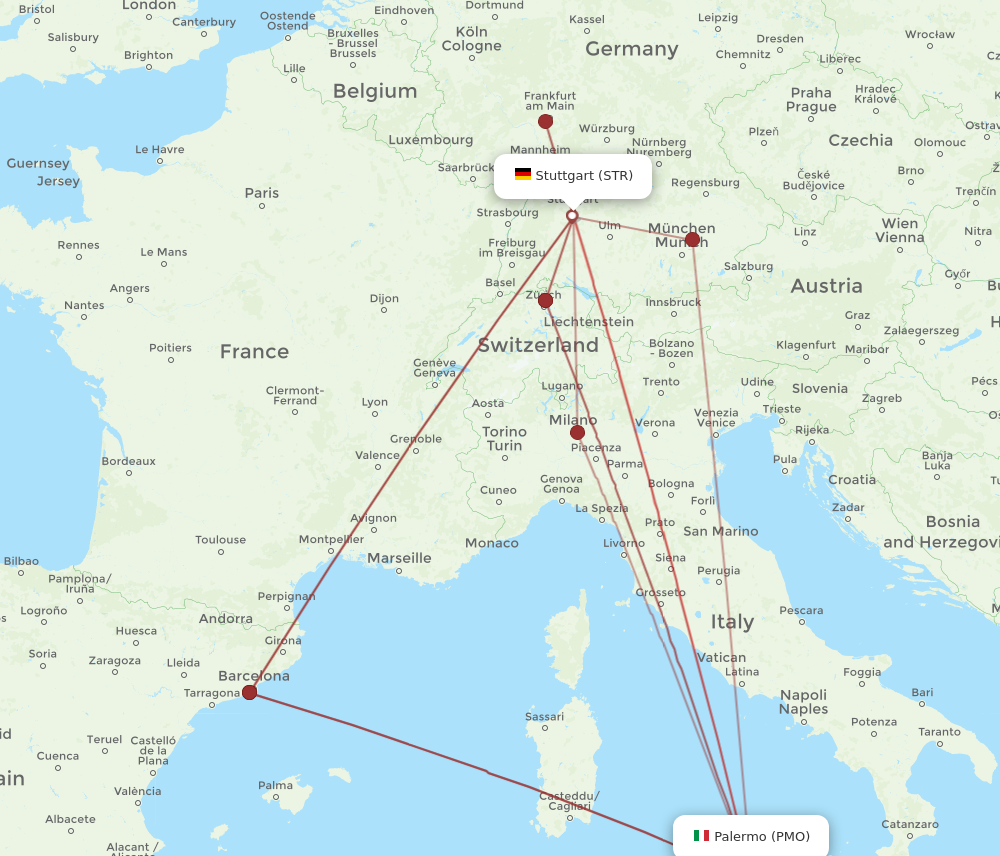 STR to PMO flights and routes map