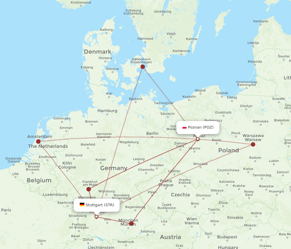 STR-POZ flight routes