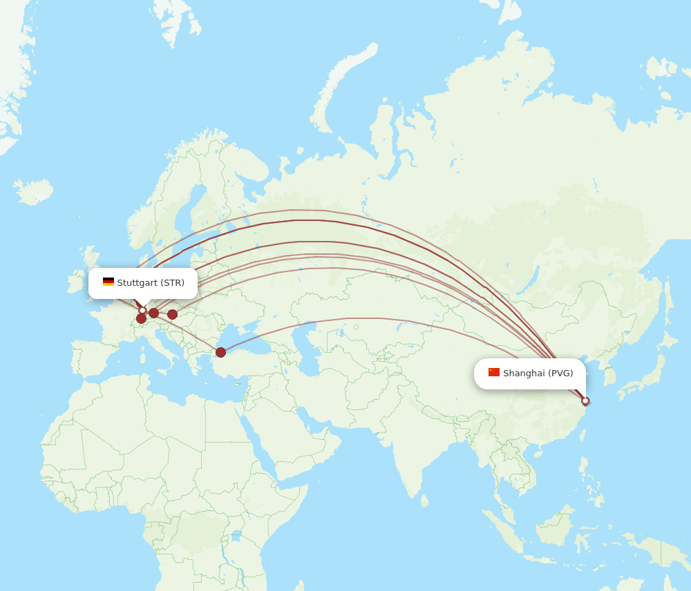 STR-PVG flight routes