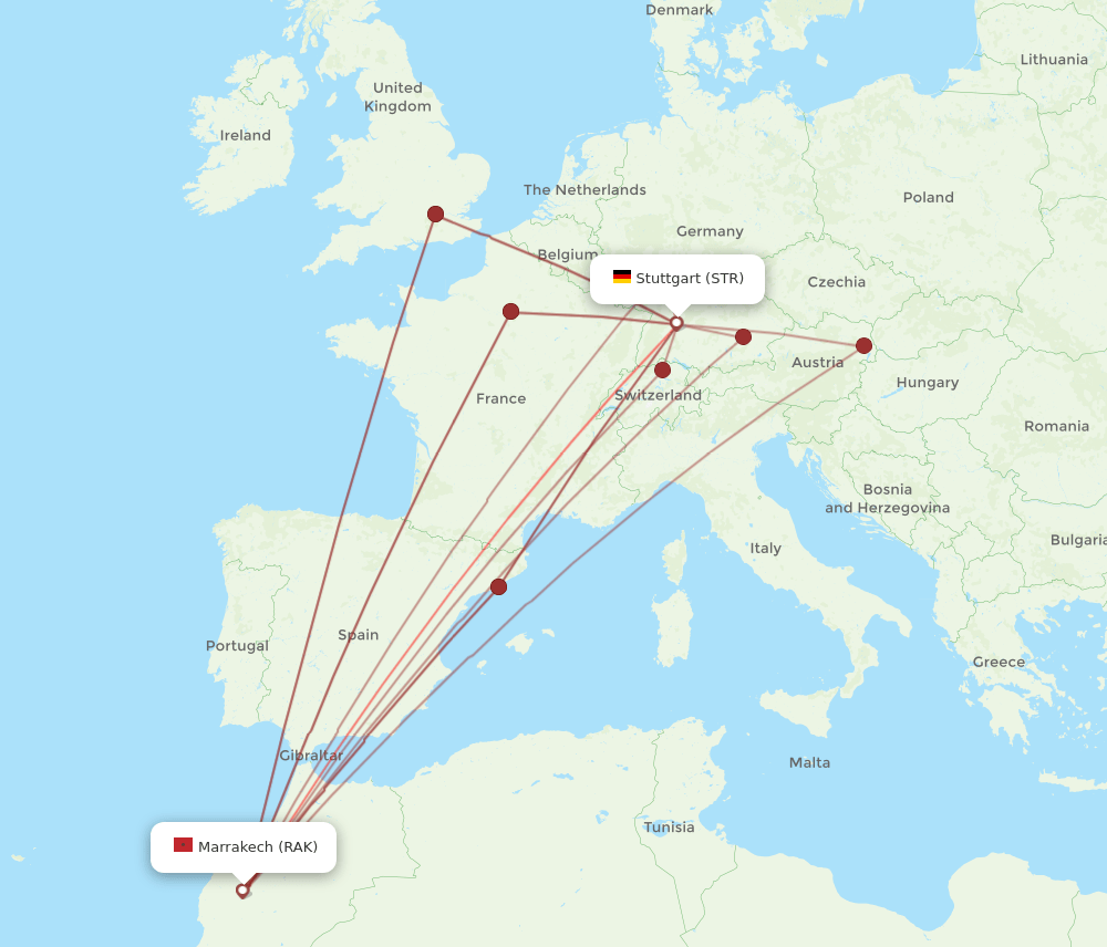 STR-RAK flight routes