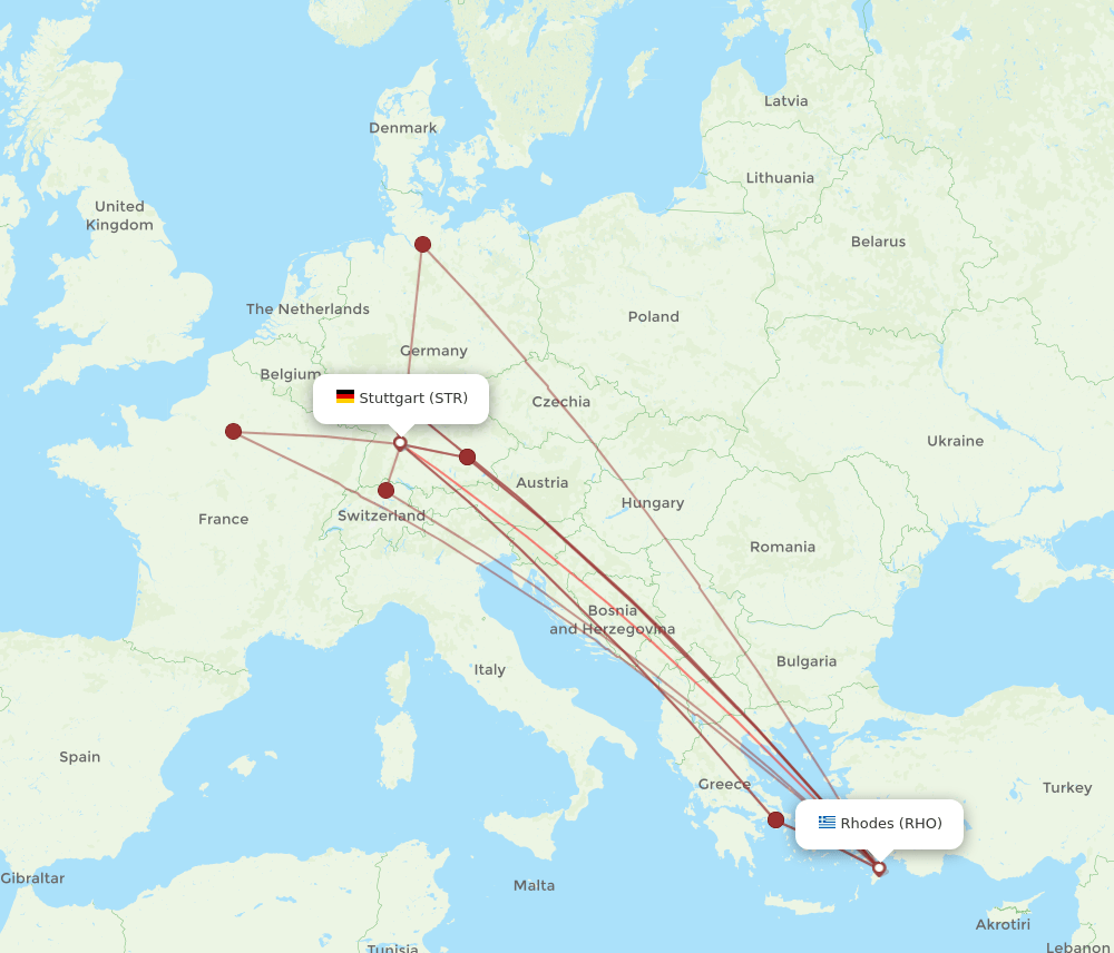 STR-RHO flight routes
