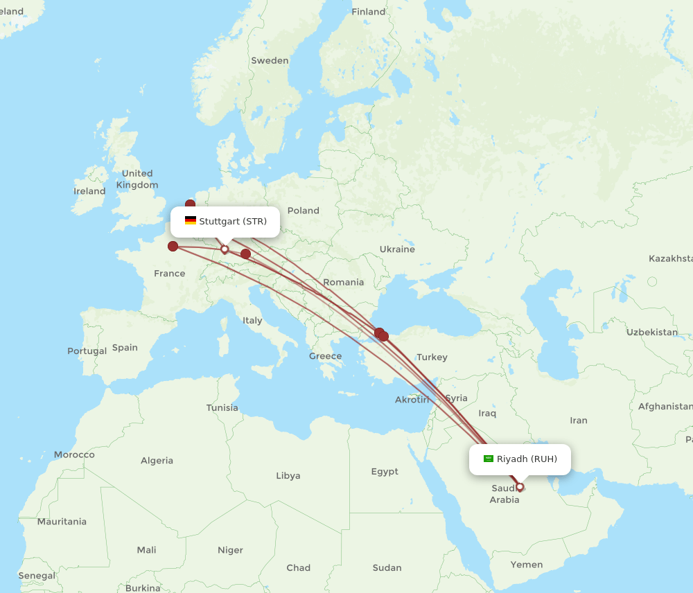 STR-RUH flight routes