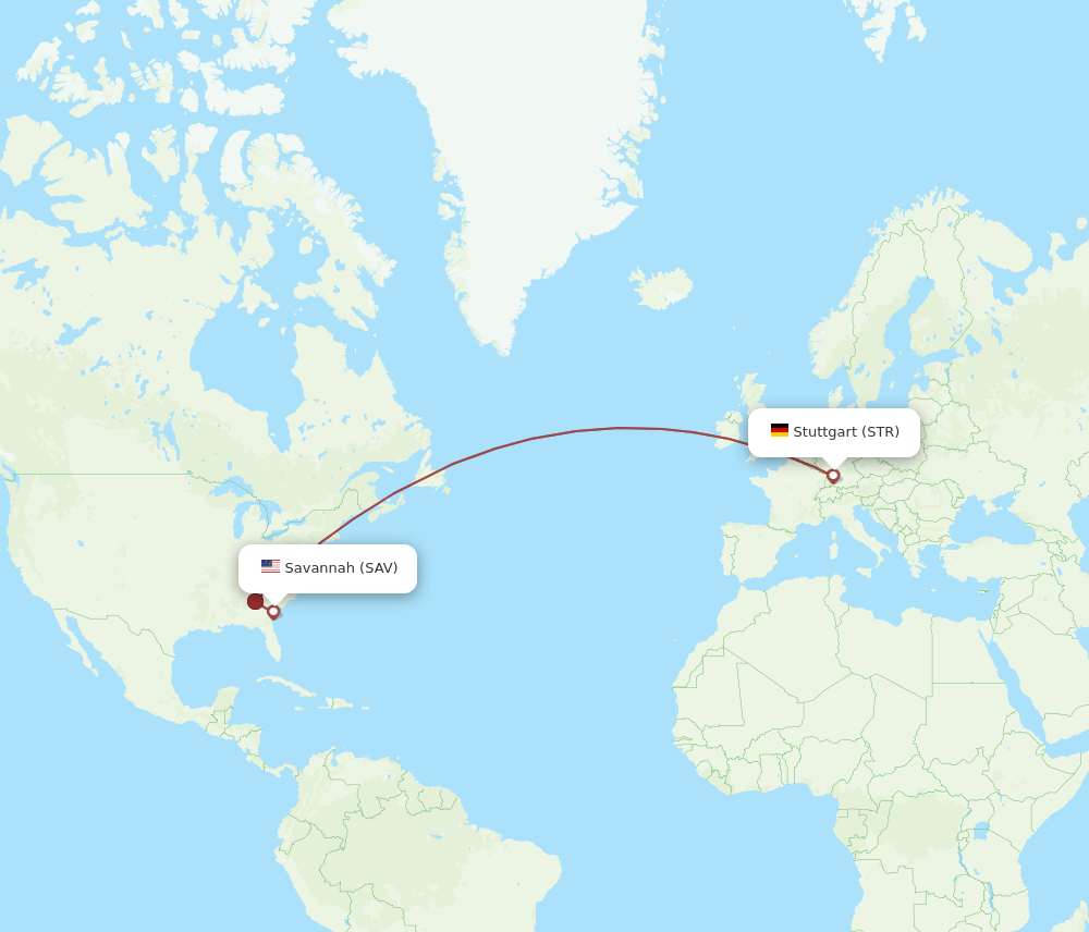 STR to SAV flights and routes map