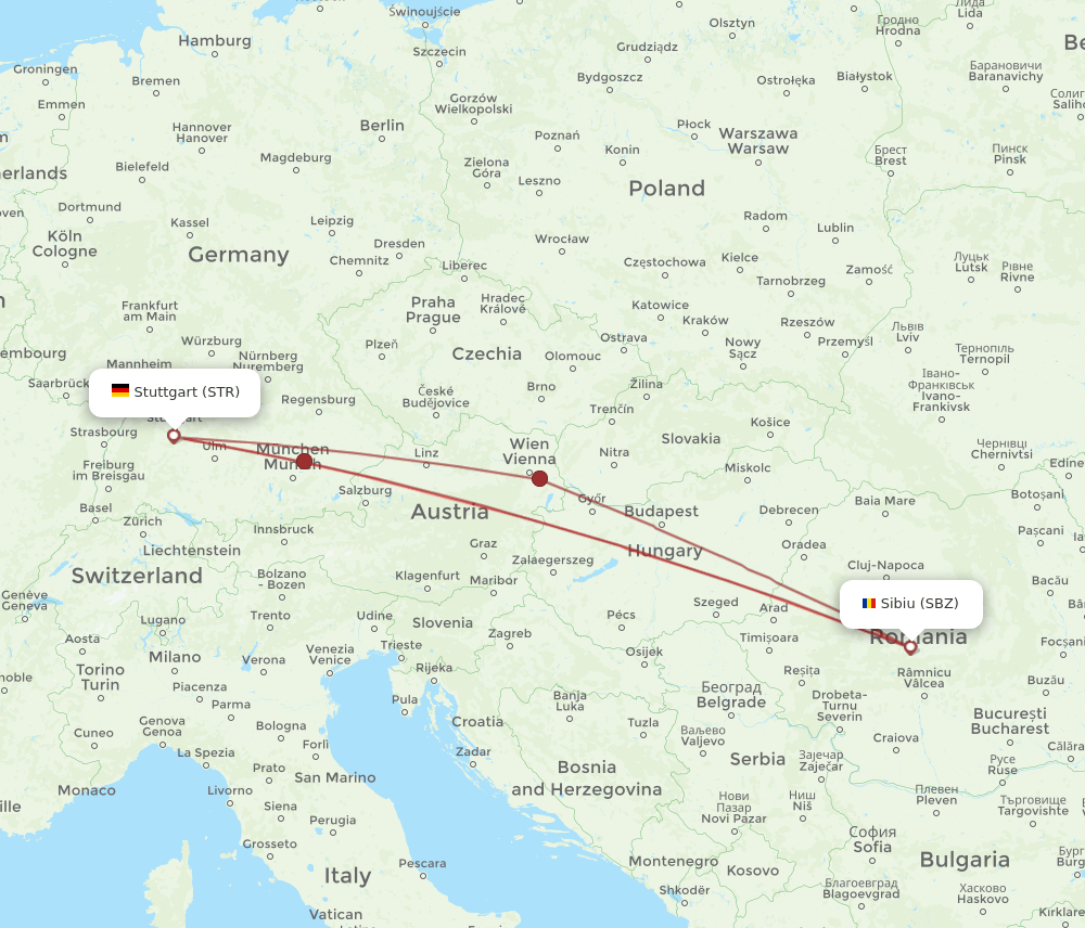 STR-SBZ flight routes
