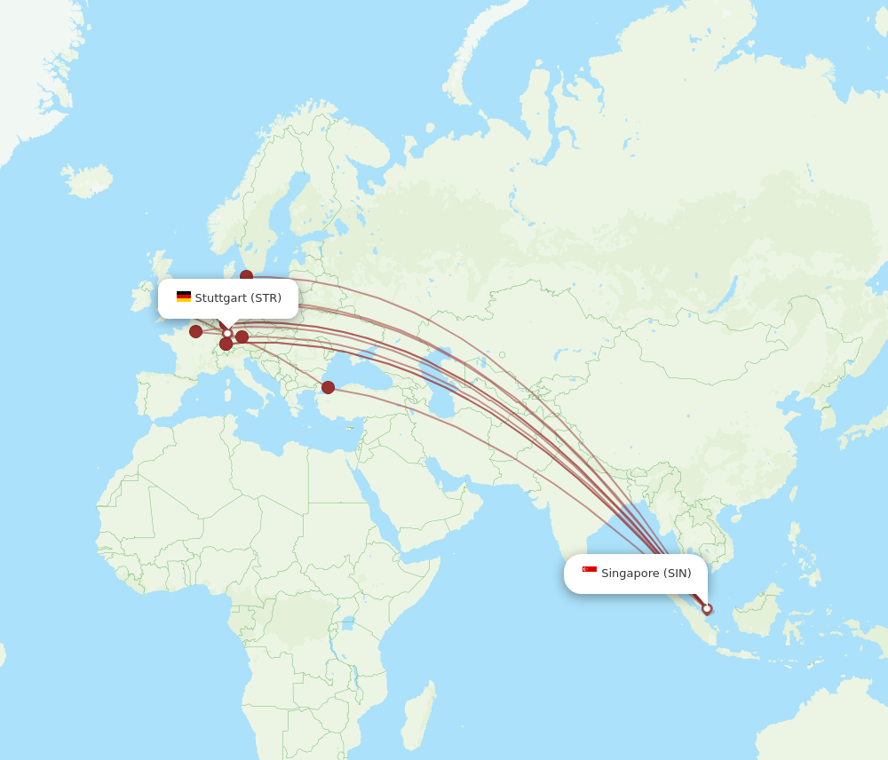 STR to SIN flights and routes map