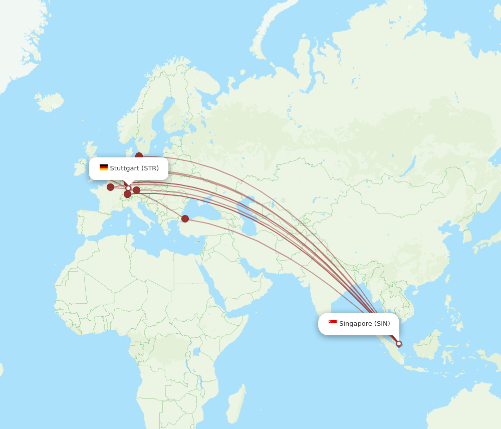 STR-SIN flight routes