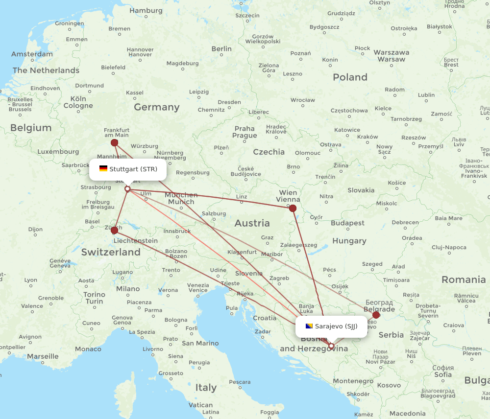 STR-SJJ flight routes
