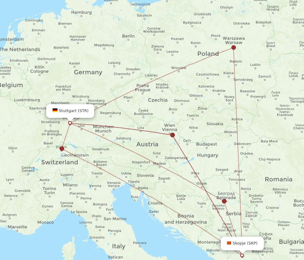 STR-SKP flight routes
