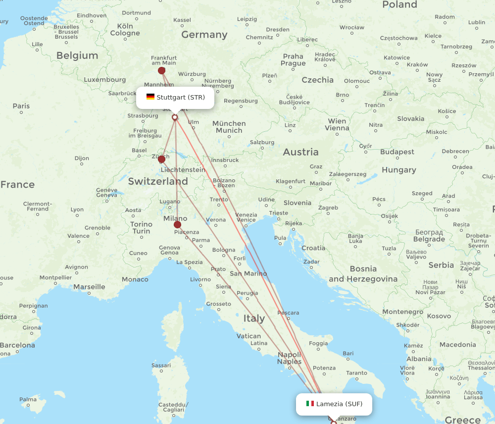 STR-SUF flight routes