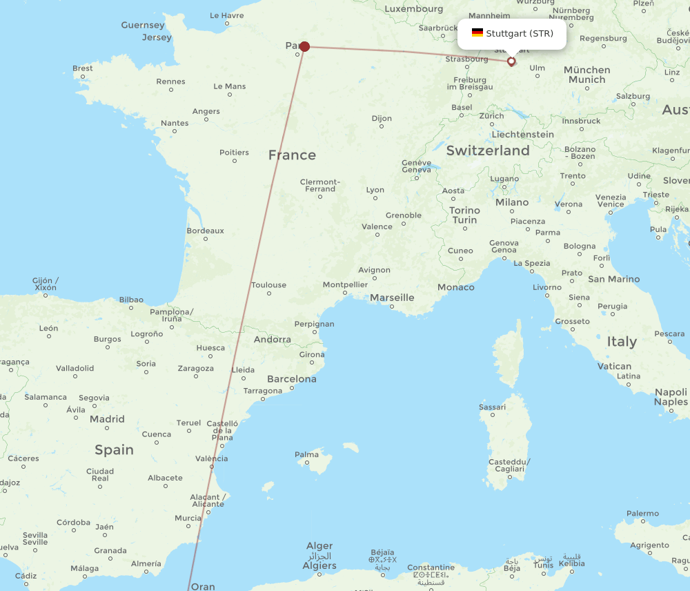 STR-TLM flight routes