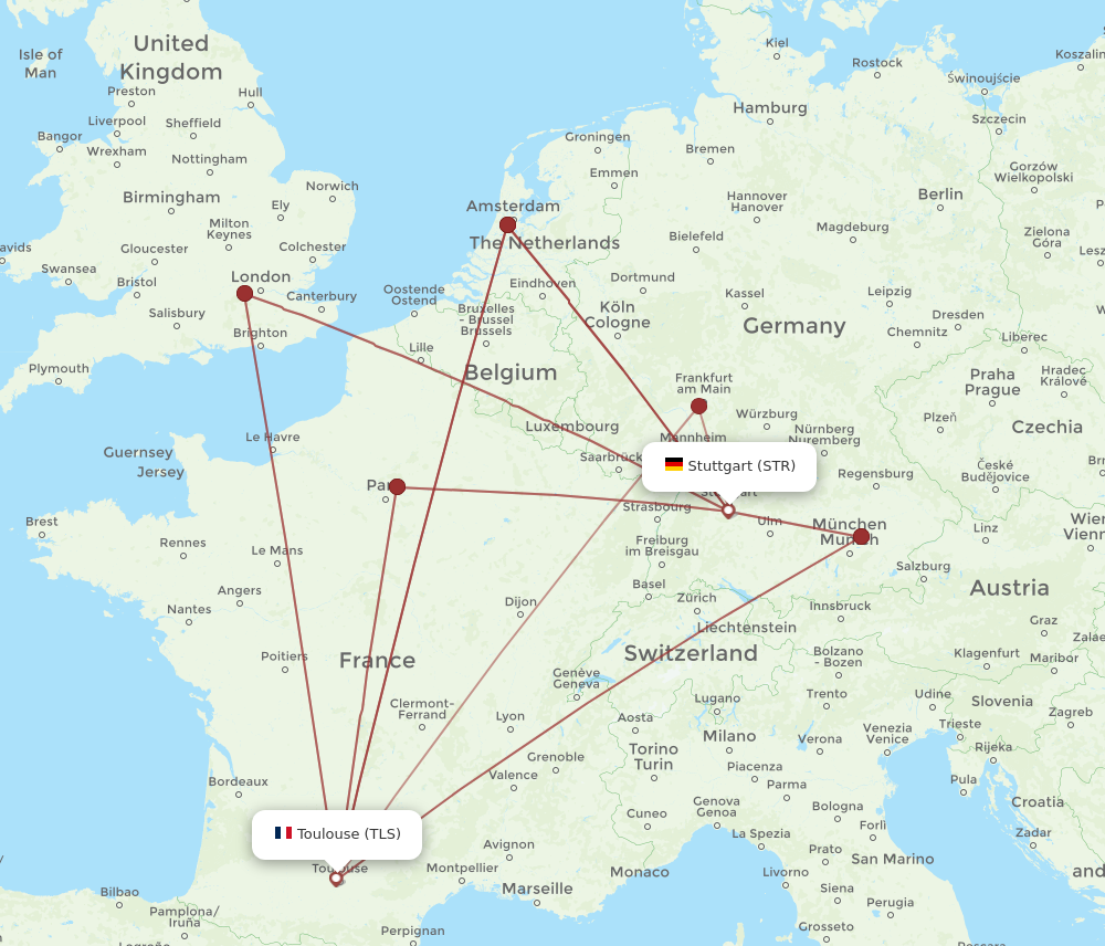 STR to TLS flights and routes map