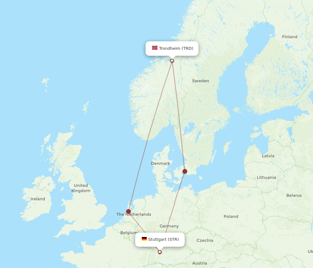 STR-TRD flight routes