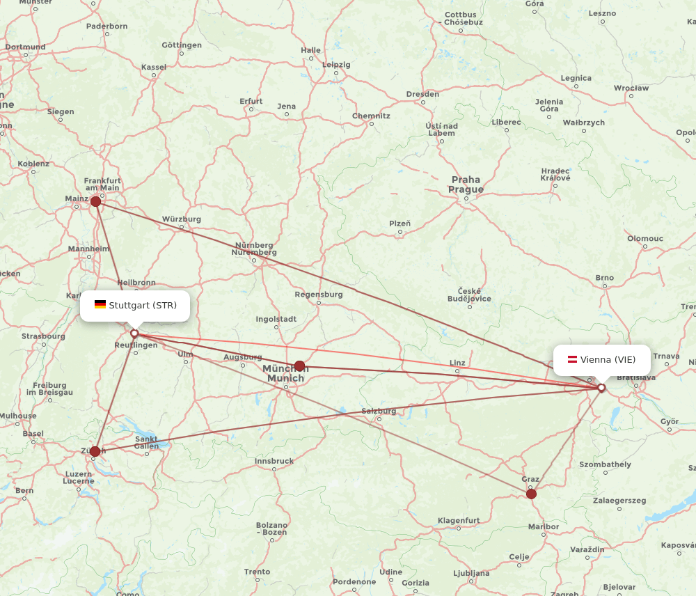 STR to VIE flights and routes map