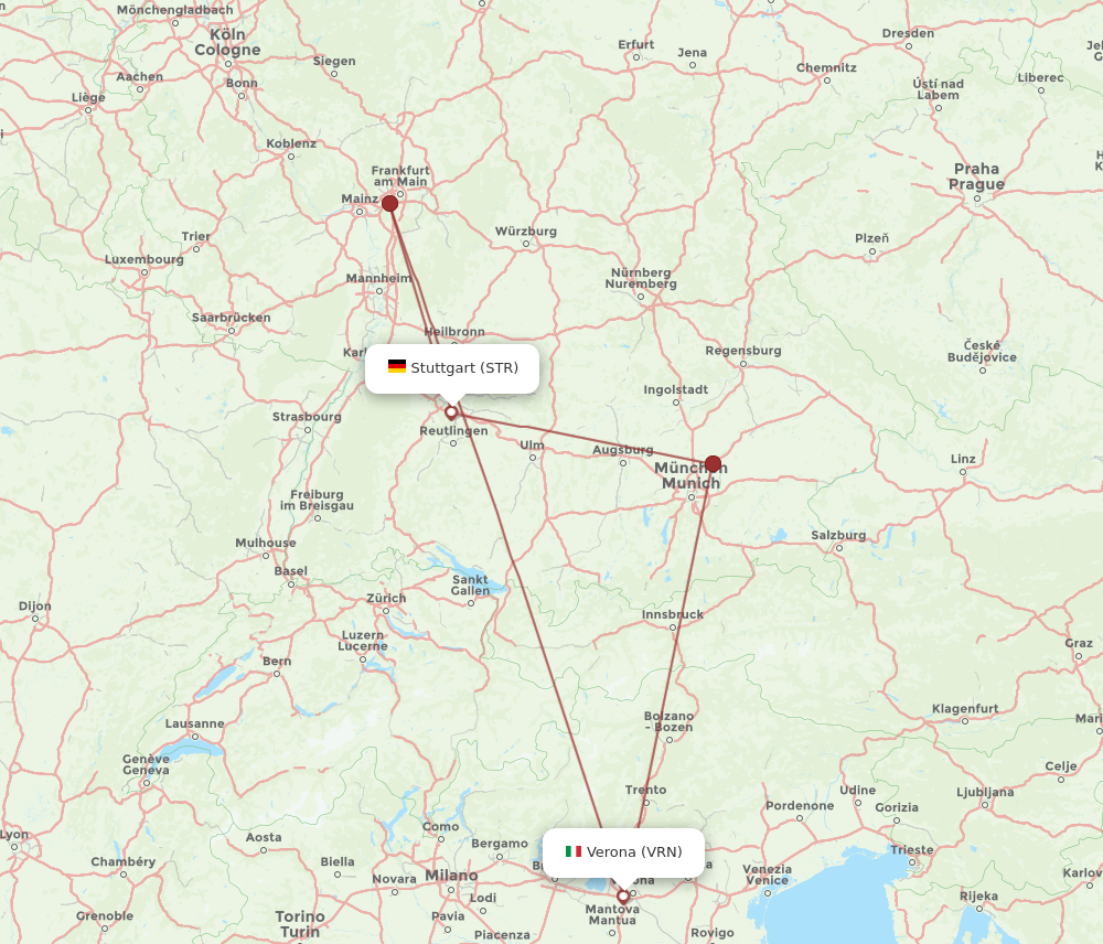 STR to VRN flights and routes map