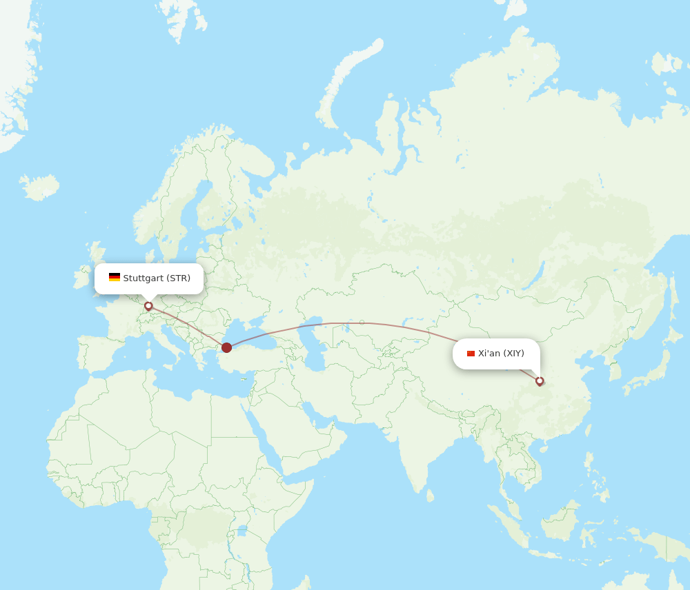 STR-XIY flight routes