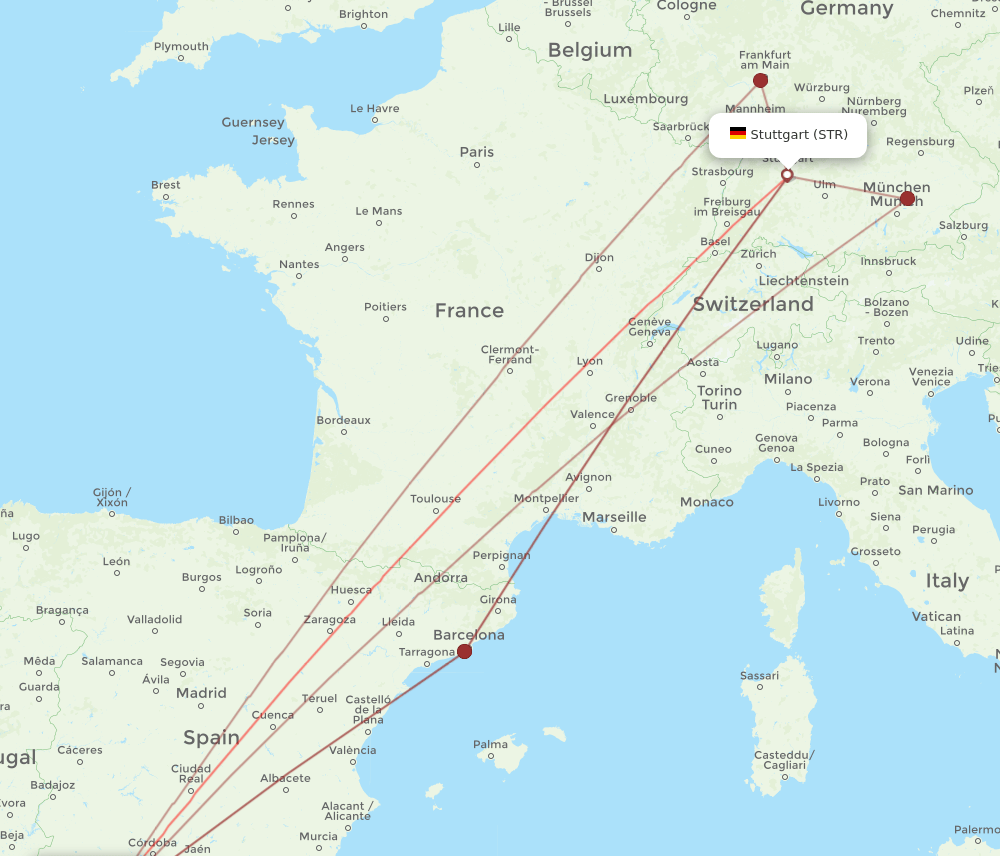 STR-XRY flight routes