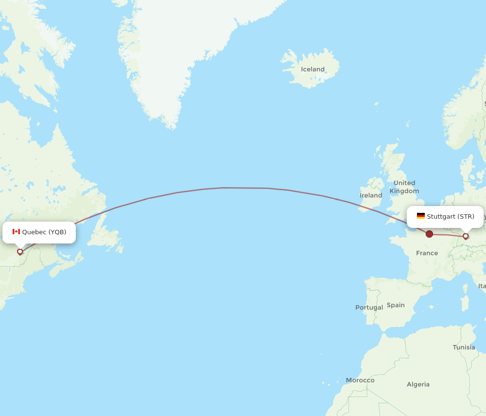 STR-YQB flight routes