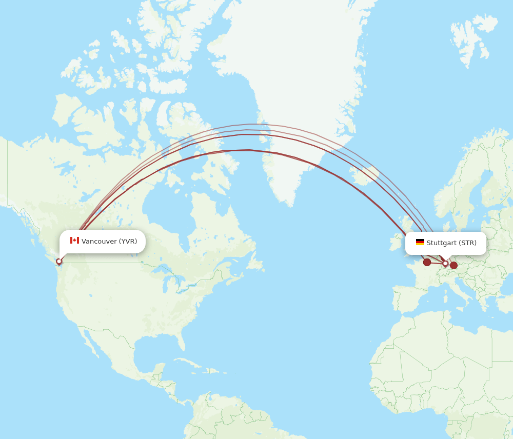 STR-YVR flight routes