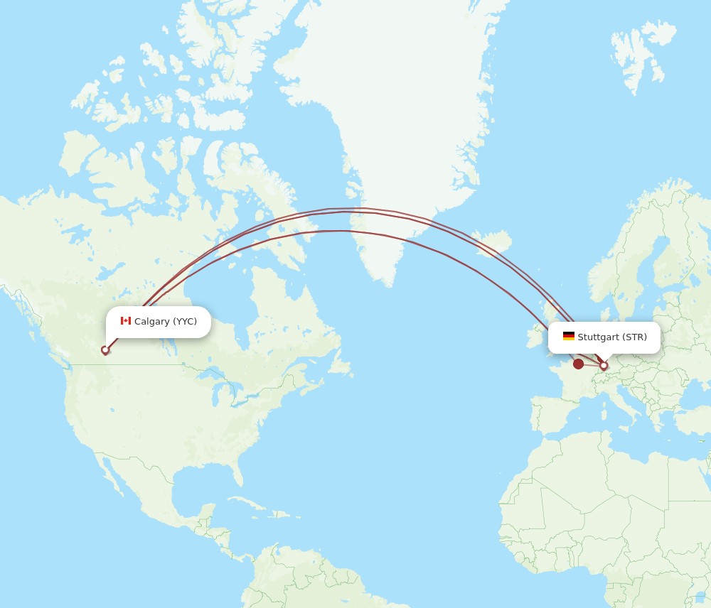 STR-YYC flight routes