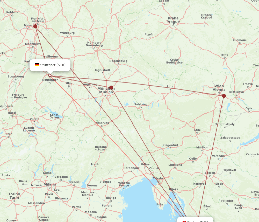 STR to ZAD flights and routes map