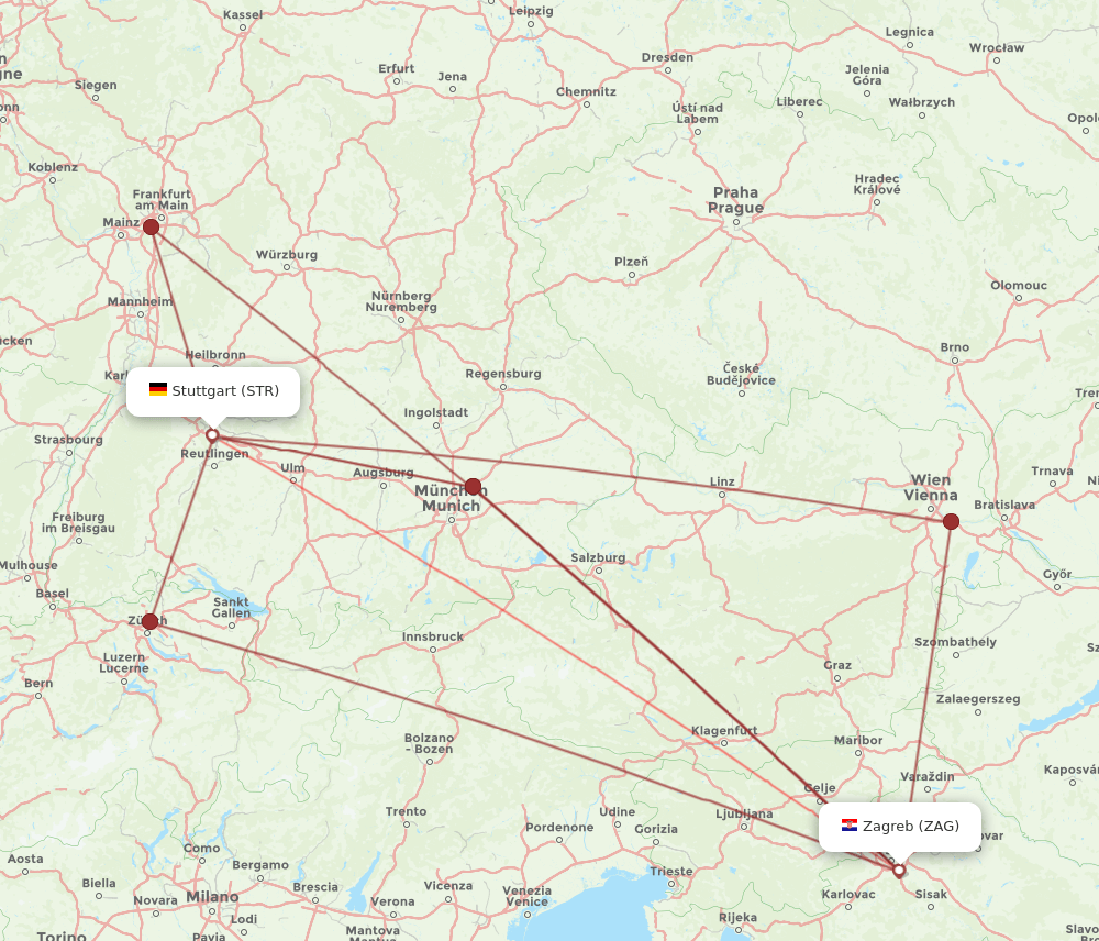 STR-ZAG flight routes