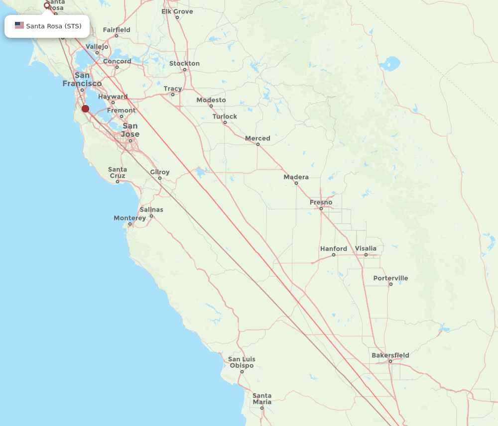 STS to BUR flights and routes map