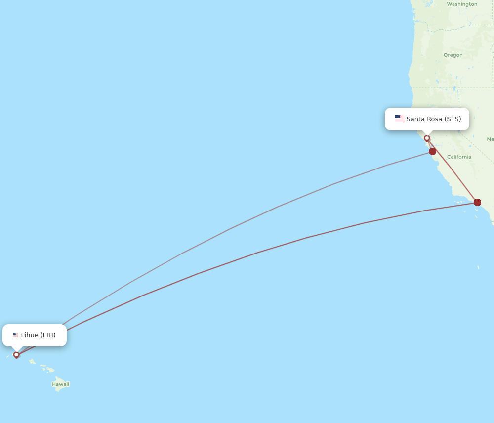 STS to LIH flights and routes map