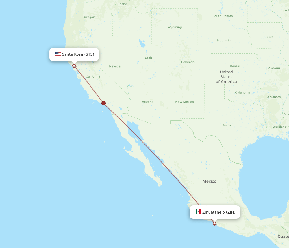 STS to ZIH flights and routes map