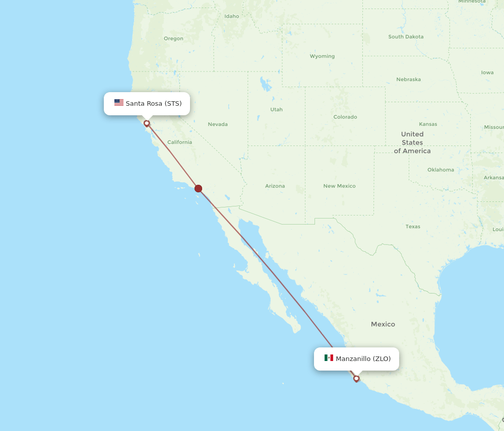 STS to ZLO flights and routes map