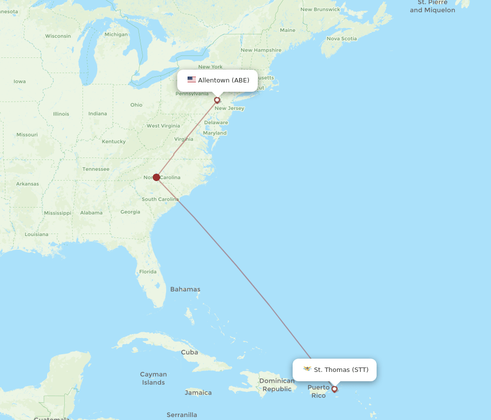STT-ABE flight routes