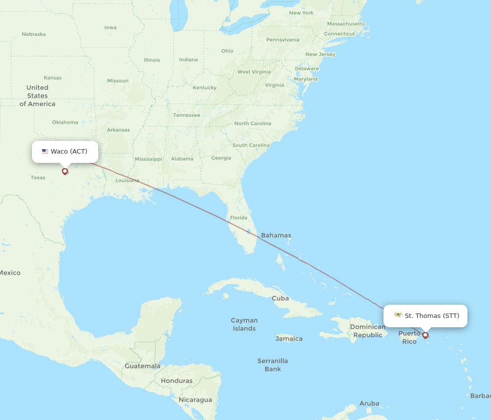 STT-ACT flight routes