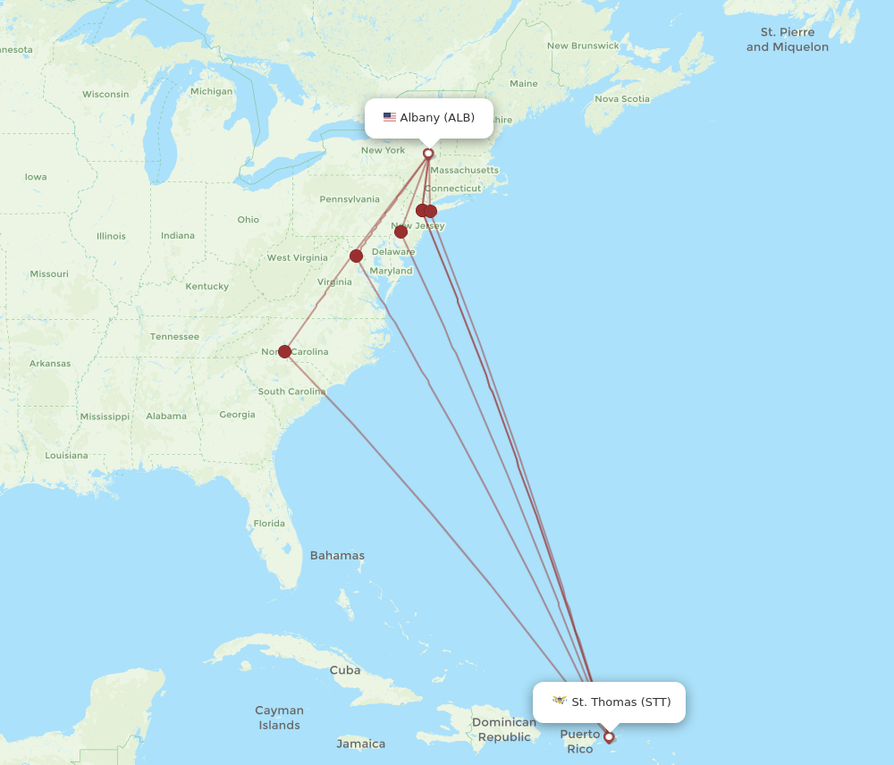 STT-ALB flight routes