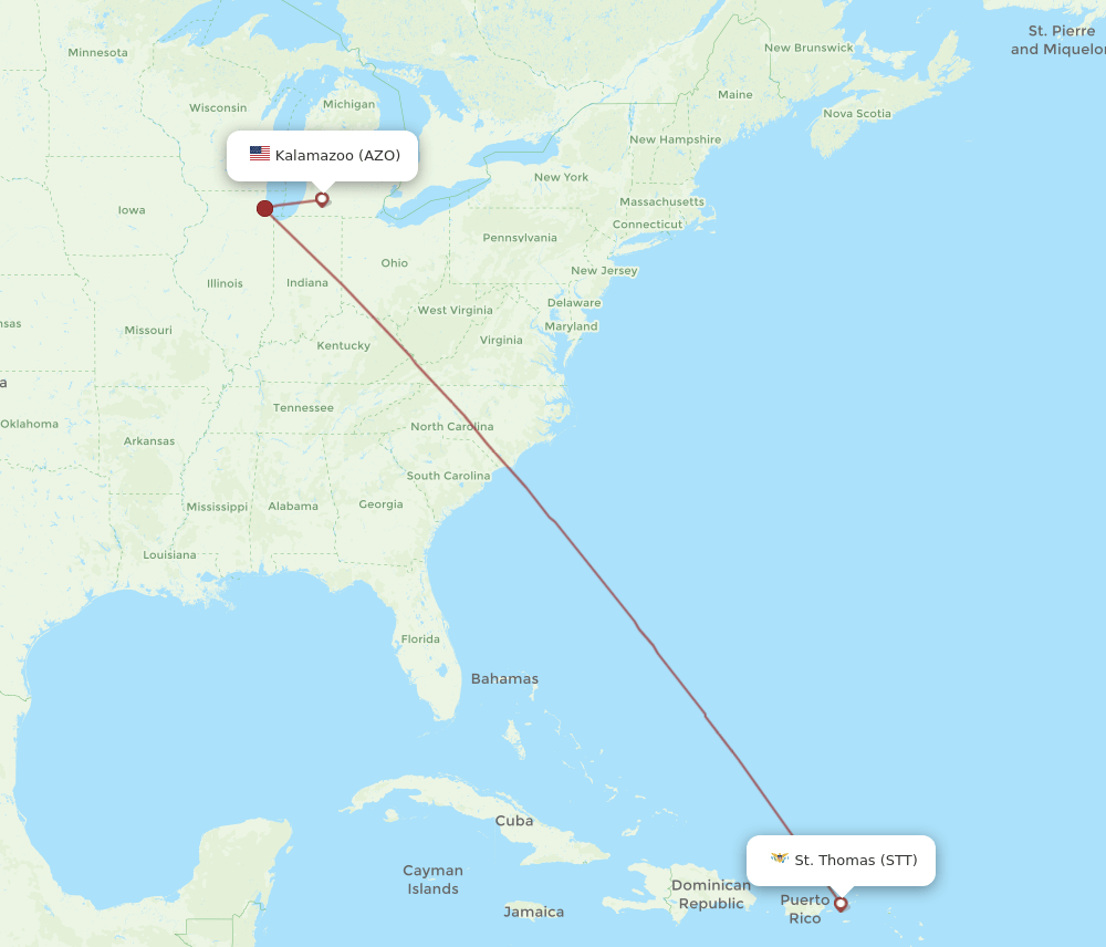 STT-AZO flight routes