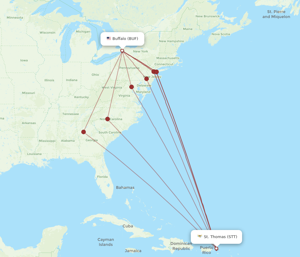 STT-BUF flight routes