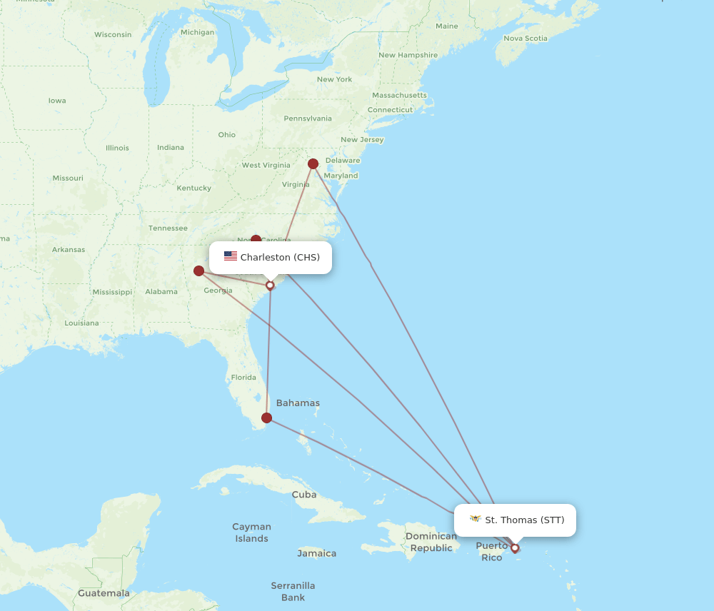 STT-CHS flight routes
