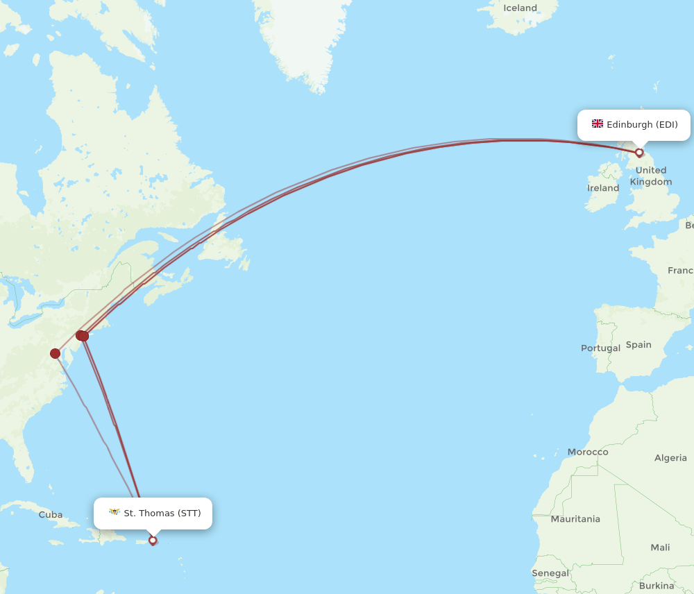 STT-EDI flight routes