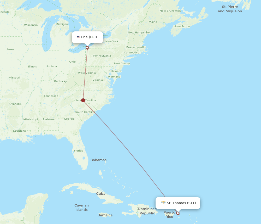 STT-ERI flight routes