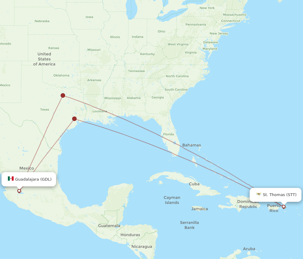 STT-GDL flight routes