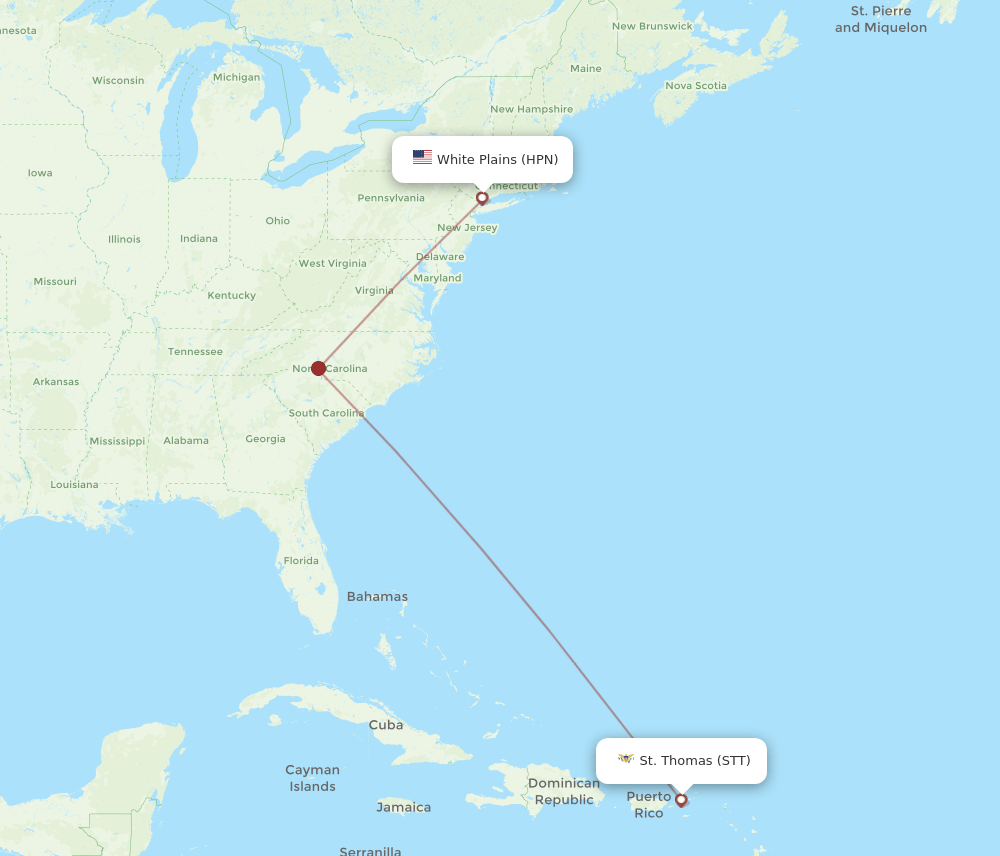 STT-HPN flight routes