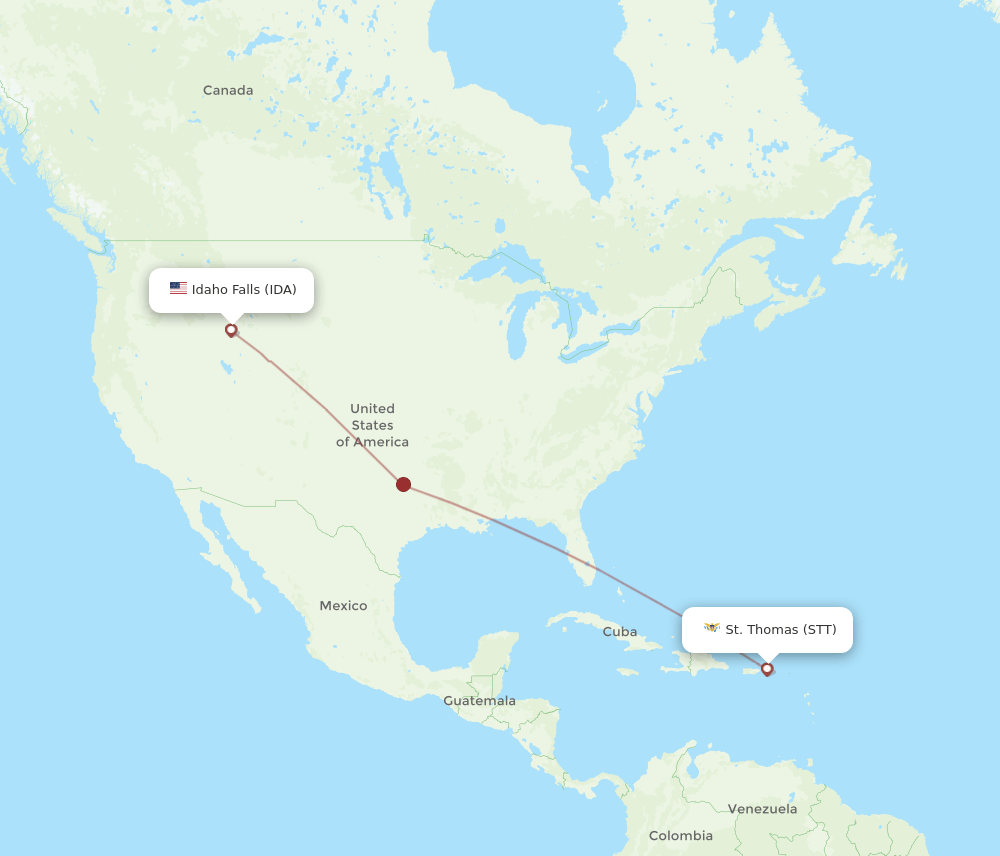 STT to IDA flights and routes map