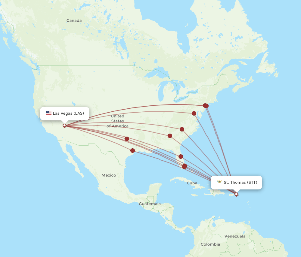 STT-LAS flight routes
