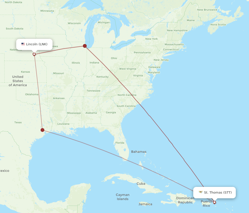 STT-LNK flight routes